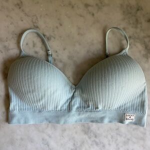 Lucky Brand Women's Blue Lightly Padded Wireless Longline Plunge Bra Size 38C